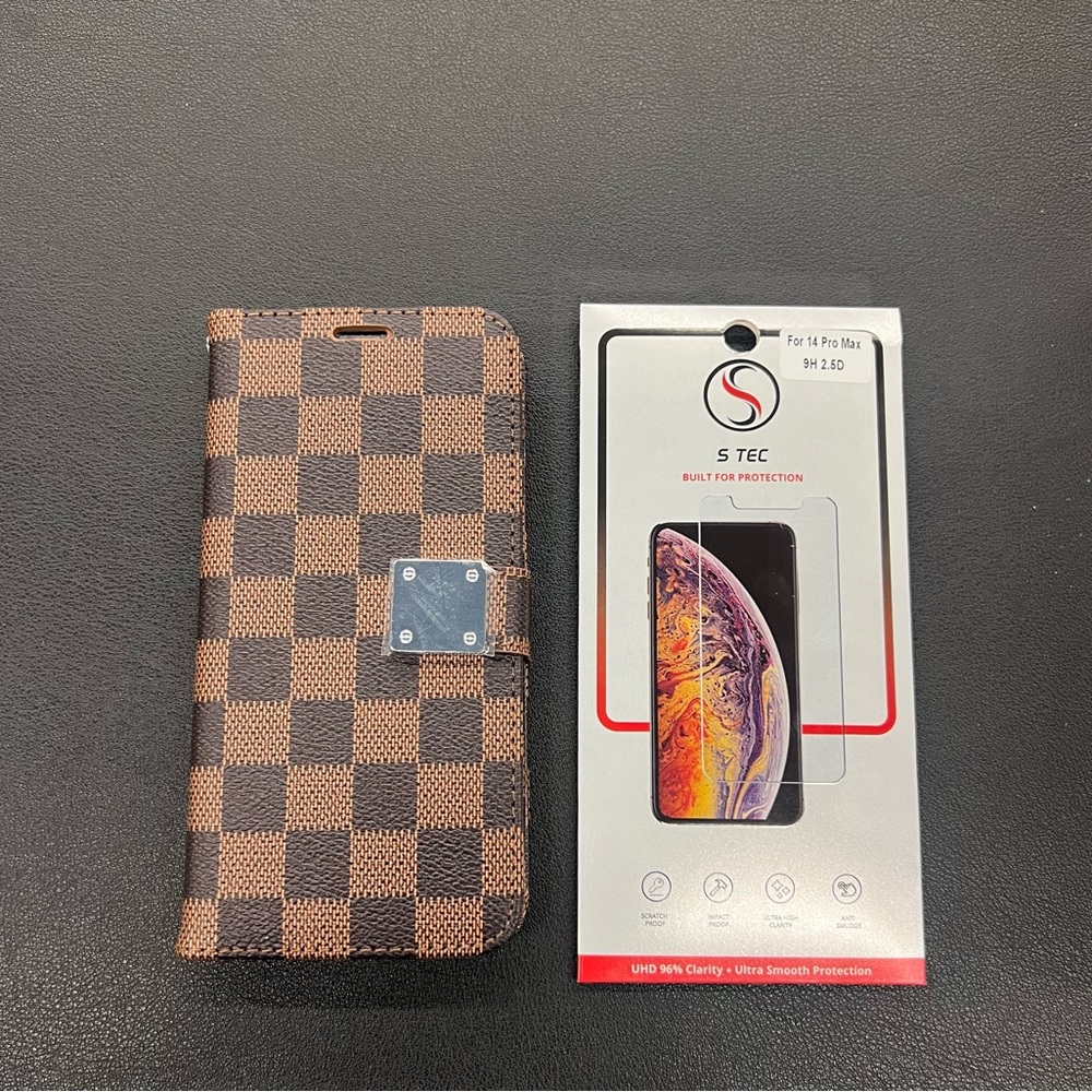 iPhone 14 Pro Max premium wallet case w/ screen protector